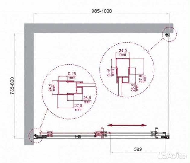 Душевой уголок BelBagno luce-AH-1-100/80-C-Cr