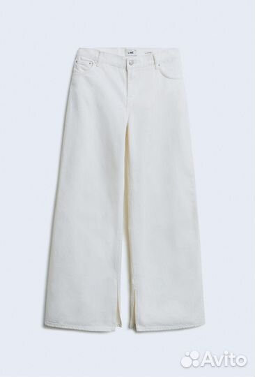 Джинсы wide leg с разрезами lime