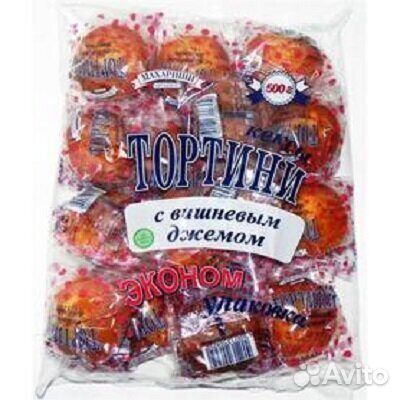 Кексы Тортини с Вишнёвым джемом 500 г