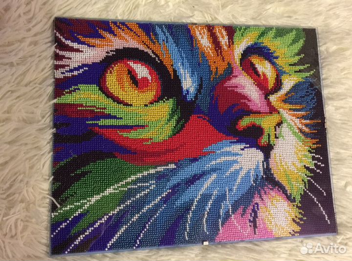 Вышивка из бисера «Радужный кот»