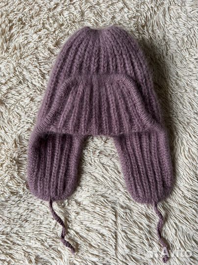 Шапка ушанка из натурального пуха норки