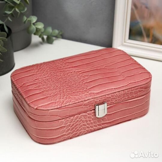 Шкатулка кожзам для украшений 'Кожа питона' светло