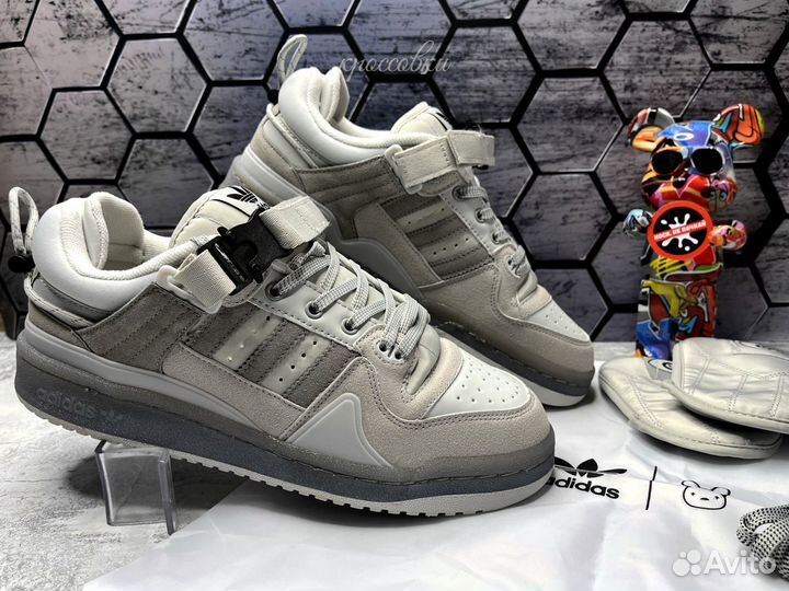 Кроссовки Adidas forum low Bad bunny серые