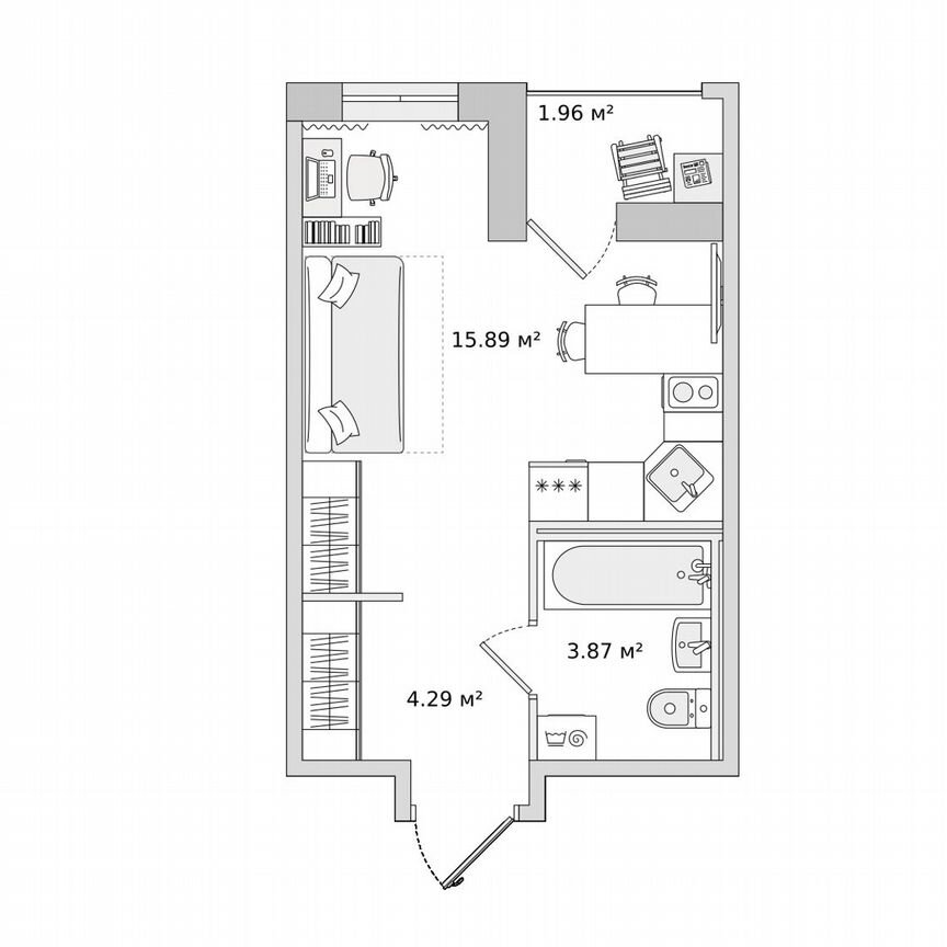 Квартира-студия, 26 м², 8/23 эт.