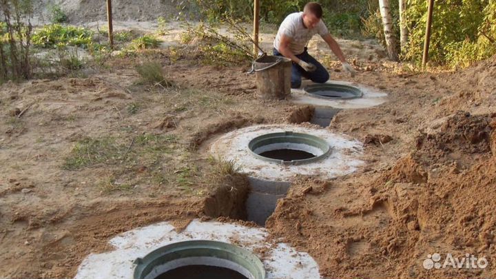 Септик из бетонных колец под ключ с установкой