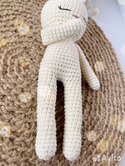 Вязаный зайчик игрушка 24см ручная работа