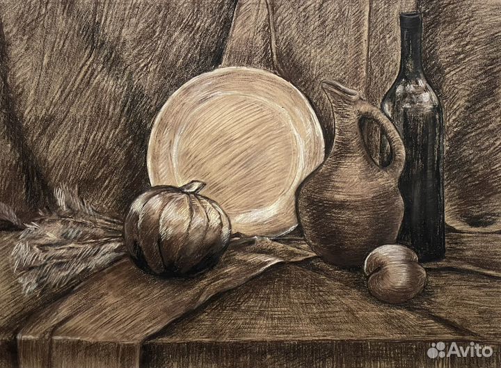 Картина на крафтовой бумаге (пастелью)