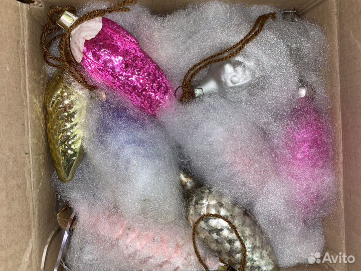 Игрушки новогодние стекло набором по 5 шт