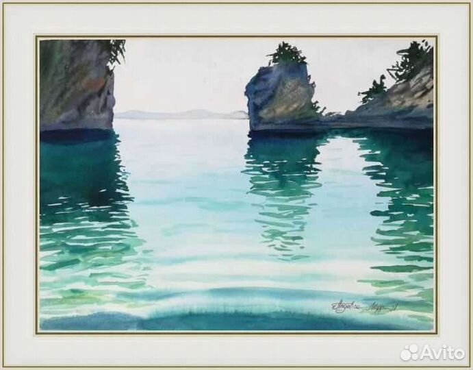 Картина. Акварель, оригинал. Море, острова