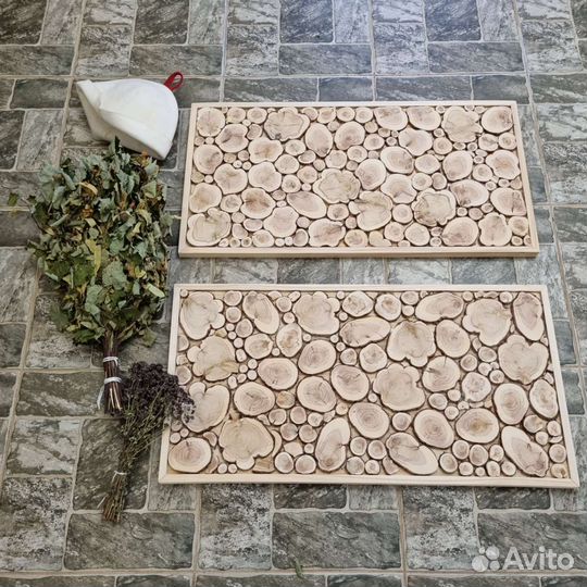 Панно из спилов можевельника для бани