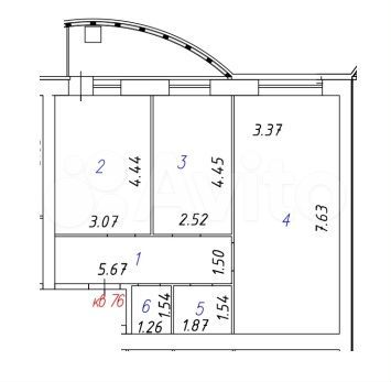 2-к. квартира, 65,6 м², 1/10 эт.