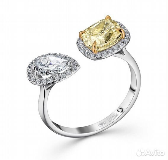 Кольцо fancy yellow бриллиант 2ct