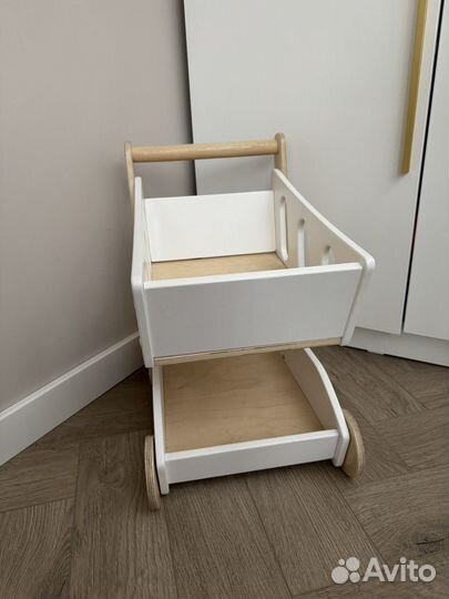 Детская тележка ходунки деревянная корзина