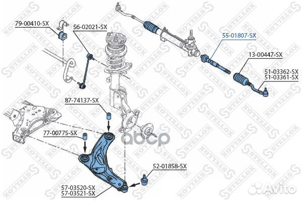 Тяга рулевая Renault Laguna all 01 5501807SX