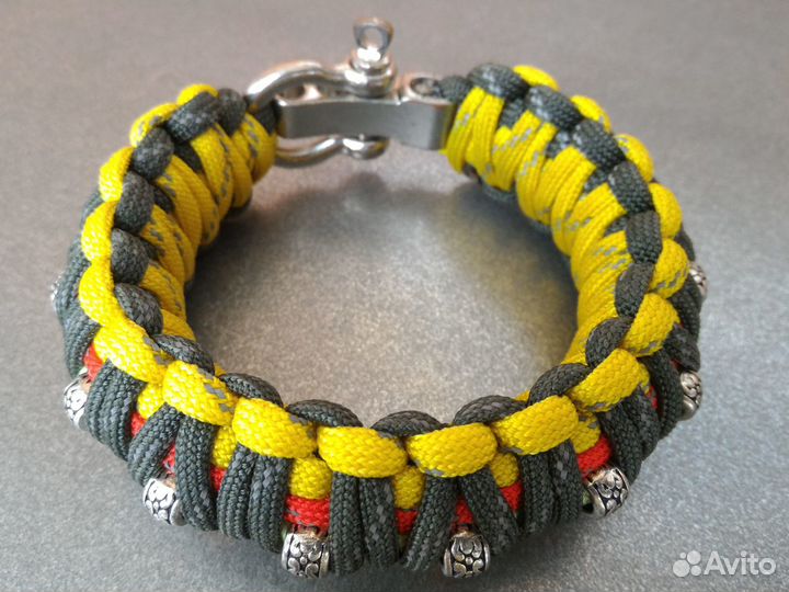 Браслет из паракорда 550 двойной с бусинами фосфор