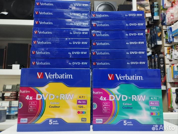 Оптический диск DVD+RW/RW Verbatim Colour slim