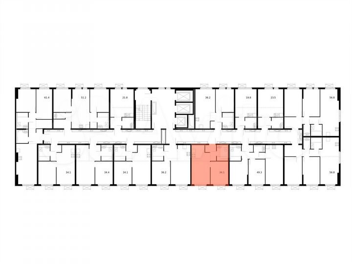 2-к. квартира, 34,1 м², 17/25 эт.