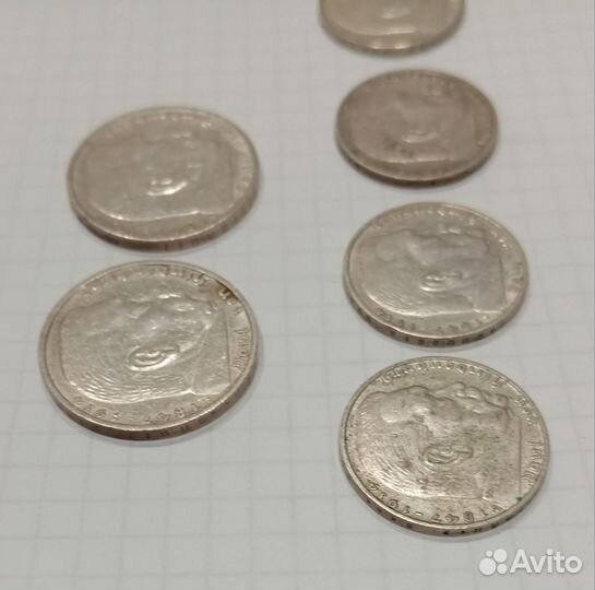 Серебро немецкие 2 и 5 марок 1937, 1938 года