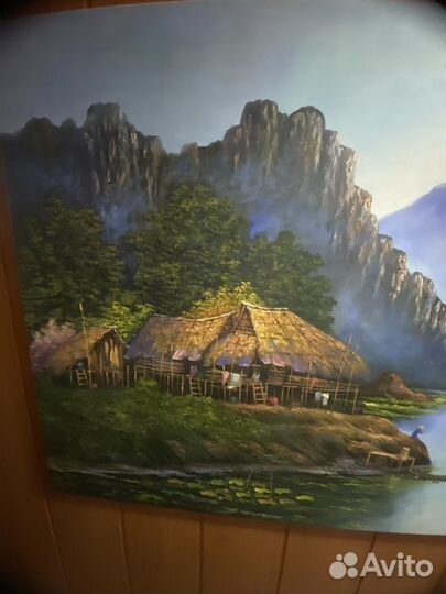 Картина маслом на холсте тайская деревня
