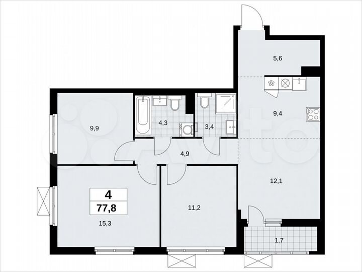 4-к. квартира, 77,8 м², 6/18 эт.