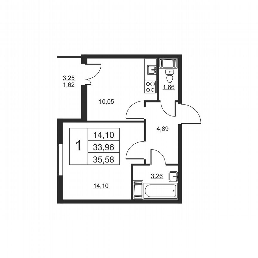 1-к. квартира, 35,6 м², 4/19 эт.