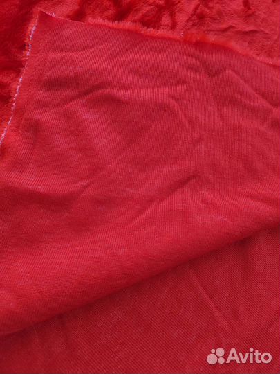 Искусственный мех белый, красный