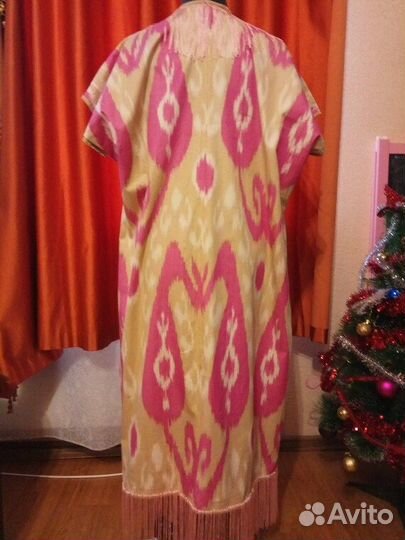 Халат из иката. Узбекский чапан. Кимоно