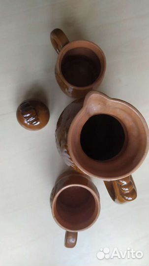 Глиняный кувшин и две кружки СССР