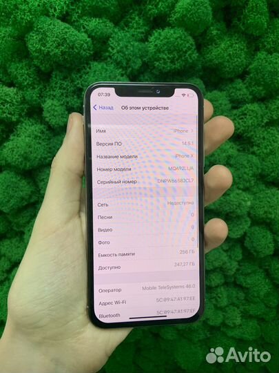 iPhone X 256gb Silver No Face id