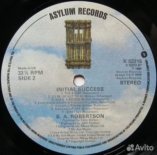 Виниловые пластинки B. A. Robertson – Initial Succ