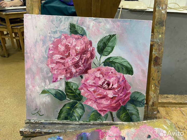 Картина маслом цветы розы
