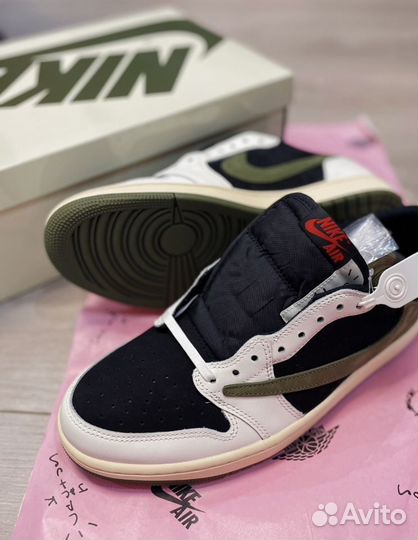 Кроссовки nike air jordan 1 low travis scott olive