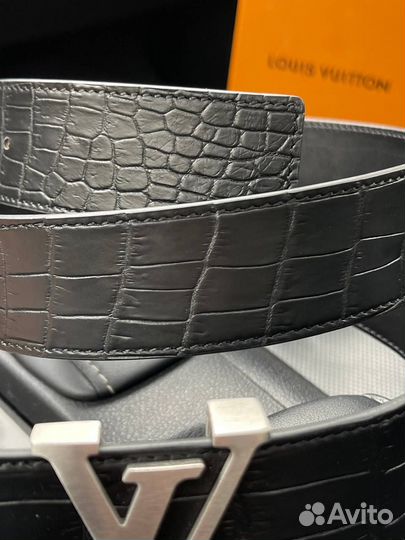 Ремень Louis Vuitton из кожи крокодила, чёрный