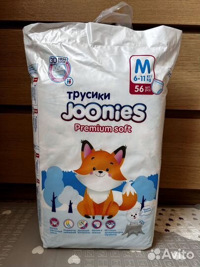 Подгузники joonies premium soft m