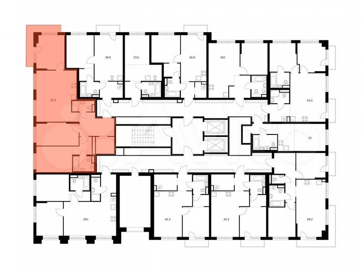 3-к. квартира, 87,3 м², 10/14 эт.