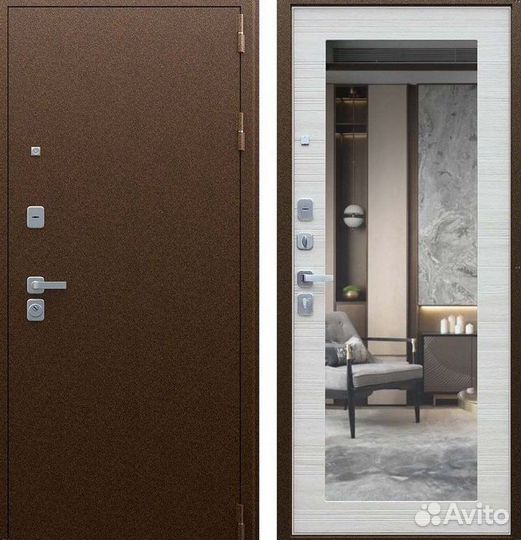 Дверь входная коричневая металлическая Спартак