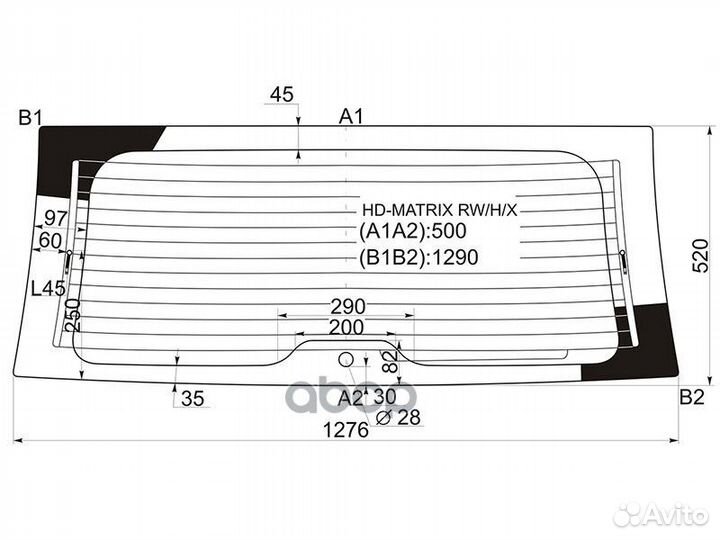 Стекло заднее с обогревом hyundai matrix/lavita