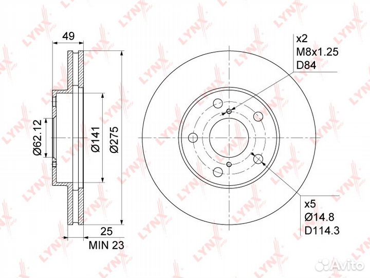 Диск тормозной передний (275x25) toyota RAV 4 II 1