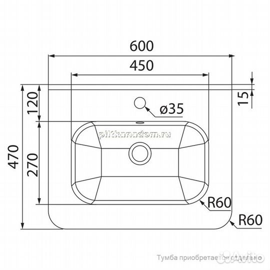 Iddis Brick 0106000i28 Раковина для установки на тумбу