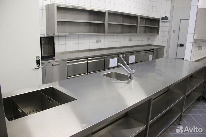 Кухня из нержавейки столешница стол тумба стеллажи