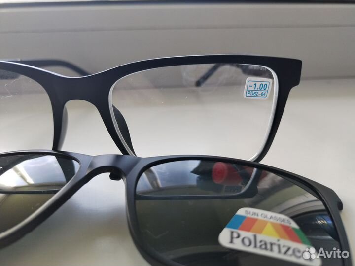 Очки для зрения -1.0 с солнцезащитной насадкой