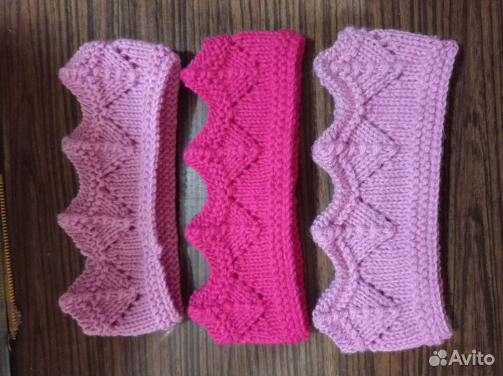 Вязаная повязка на голову корона