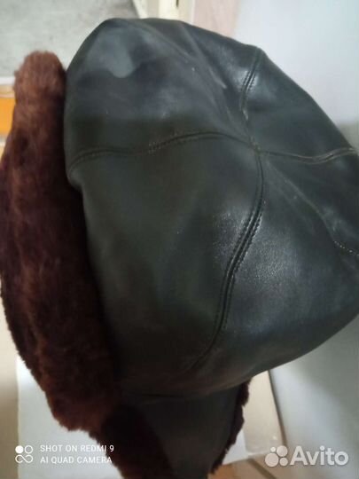Ретро шапка натуральная мех-кожа