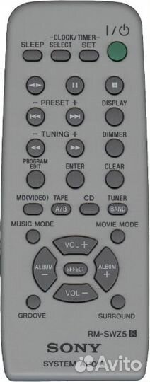Пульт аналог Sony RM-SWZ5 (MHC-WZ5 )