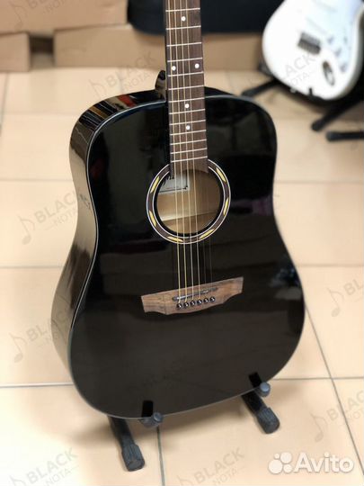 Гитара акустическая flight черная глянцевая