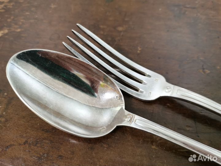 Набор эгоист ложка вилка серебро 19 век Франция