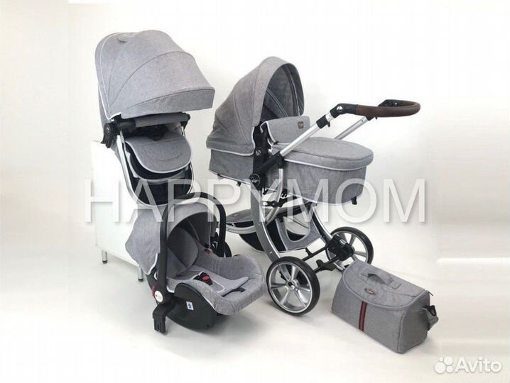 Коляска Luxmom 608 серый 3в1