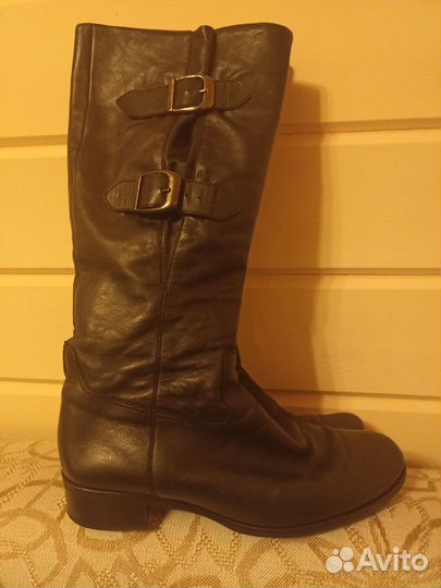 Кожаные демисезонные сапоги