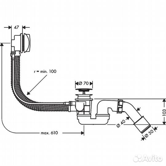 Слив-перелив Hansgrohe Flexaplus 58143000, хром