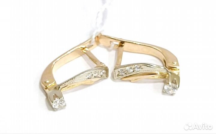 Золотые серьги с фианитами 585 пробы